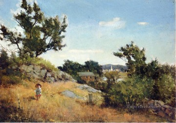 地味なシーン Painting - 村の風景の眺め ウィラード・リロイ・メトカーフ